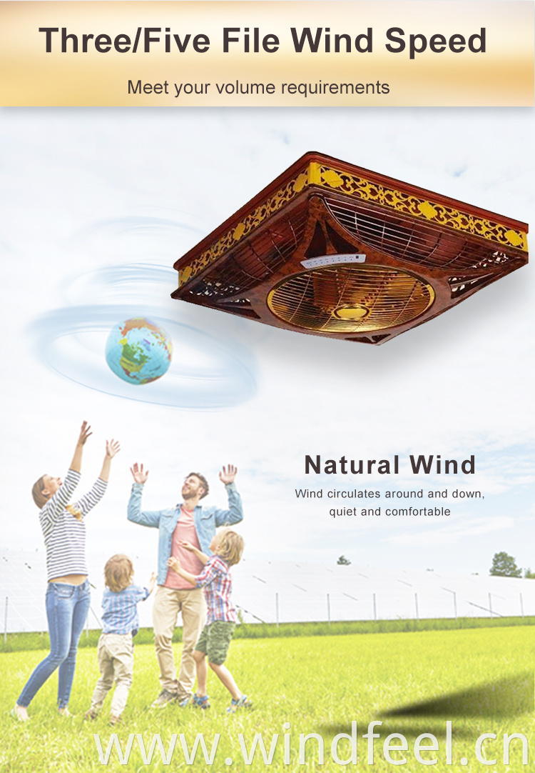 60X60 Wooden color luxury ceiling box fan with 3 colors led light fan to Saudi Dubai